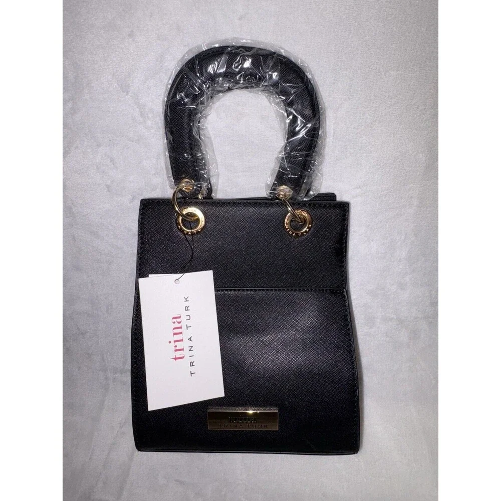 TRINA TURK Double Handle Crossbody BLACK w/ Front Slip Pocket TTT-2011 NWT - Picture 1 of 10